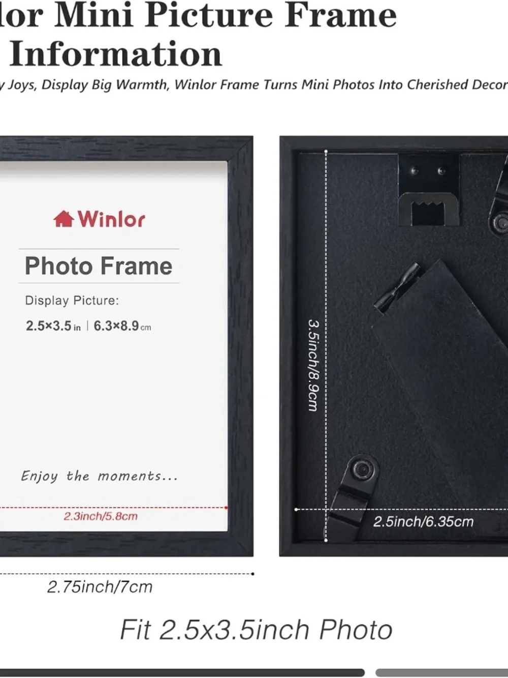 2.5” x 3.5” black pearl frame